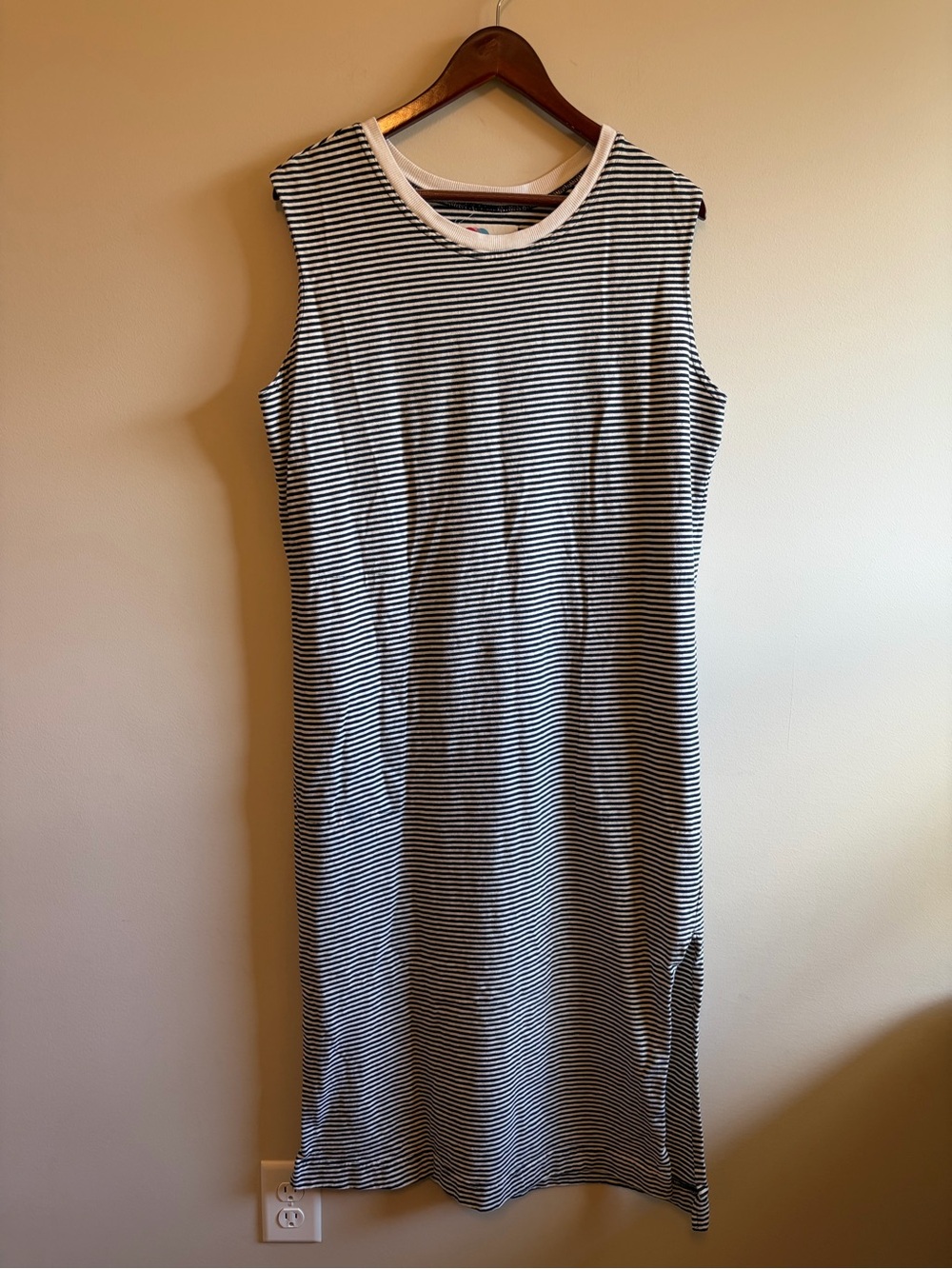 Free People Beach Sleeveless Navy and White Striped Midi Dress